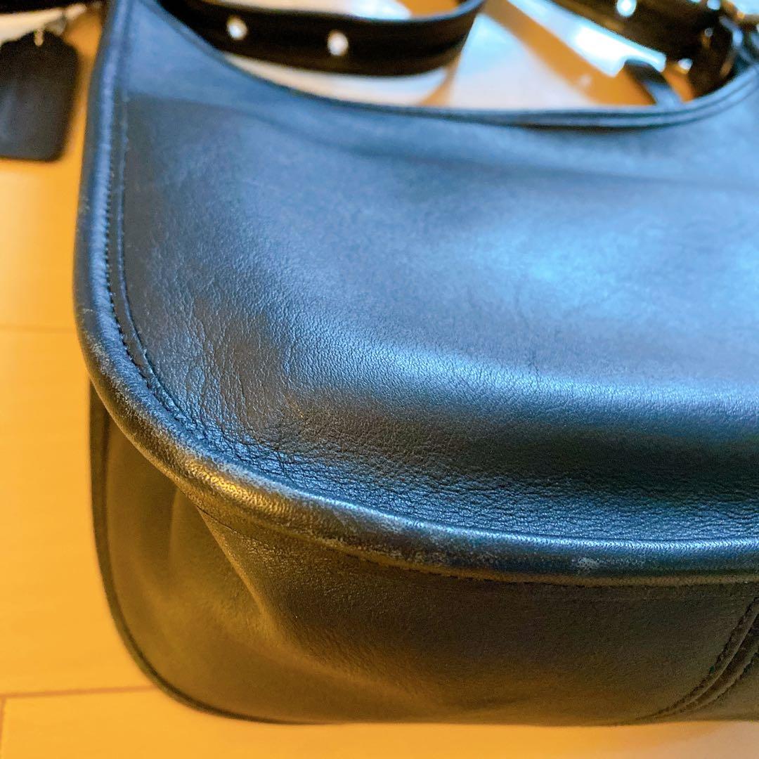 9950 COACH オールドコーチ ショルダーバッグ 黒レザー 斜め掛けバッグ