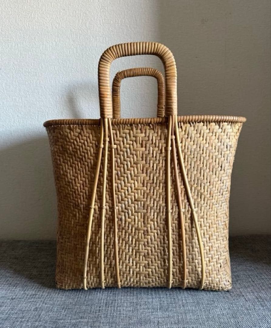 竹籠バッグ かごバック 竹籠 買い物かご マルシェ vintage