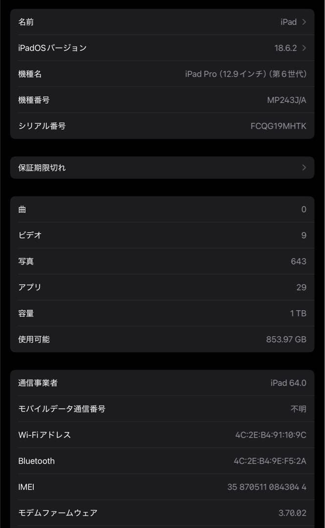 Apple Pencil付きiPad Pro 12.9インチ 第6世代 1TB