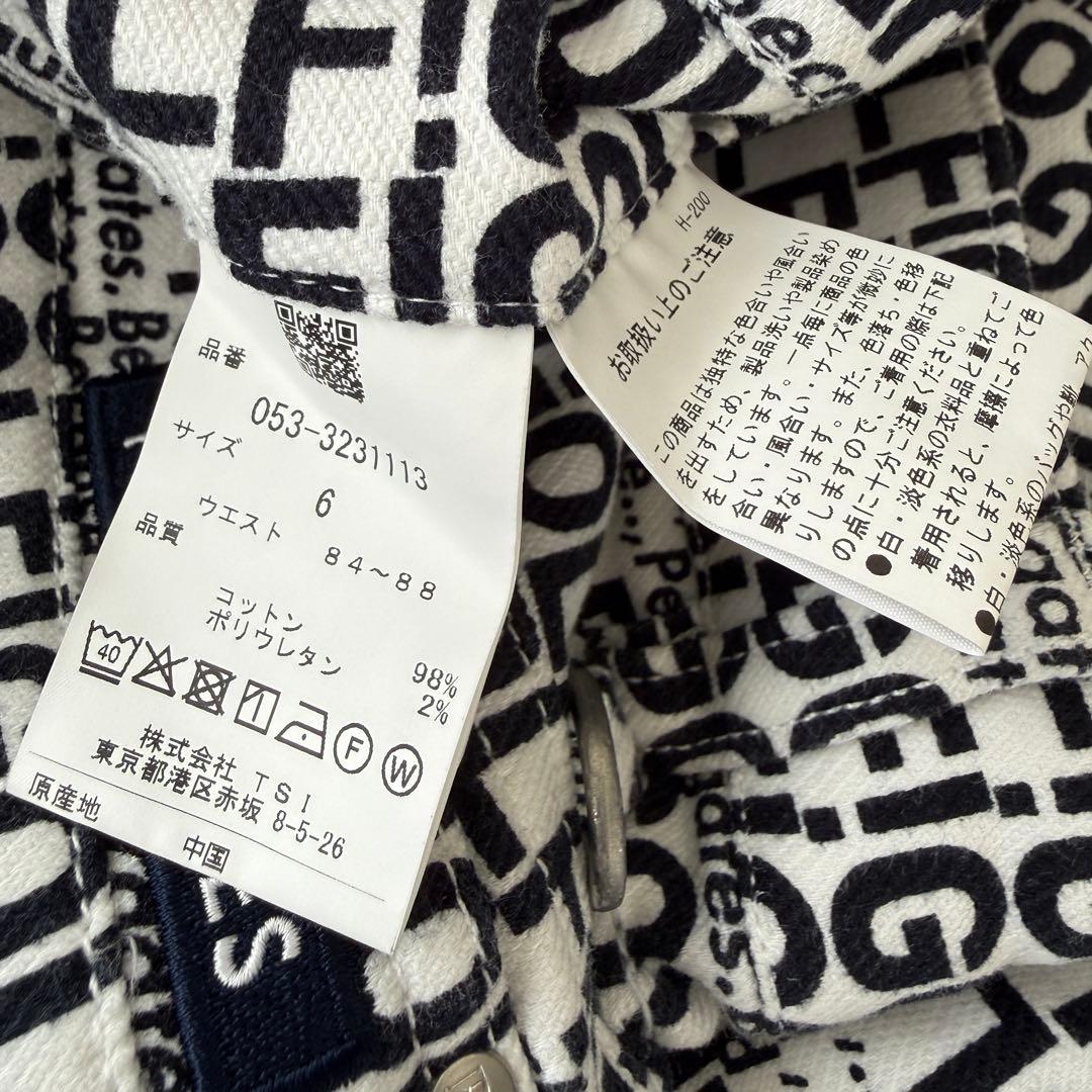 現行タグ　パーリーゲイツ　パンツ　XL〜XXL相当　総柄　黒　白　コットン素材