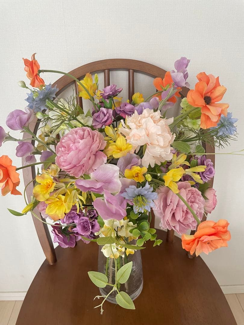 ウェディングブーケ　アーティフィシャルフラワーブーケ　カラフルブーケ