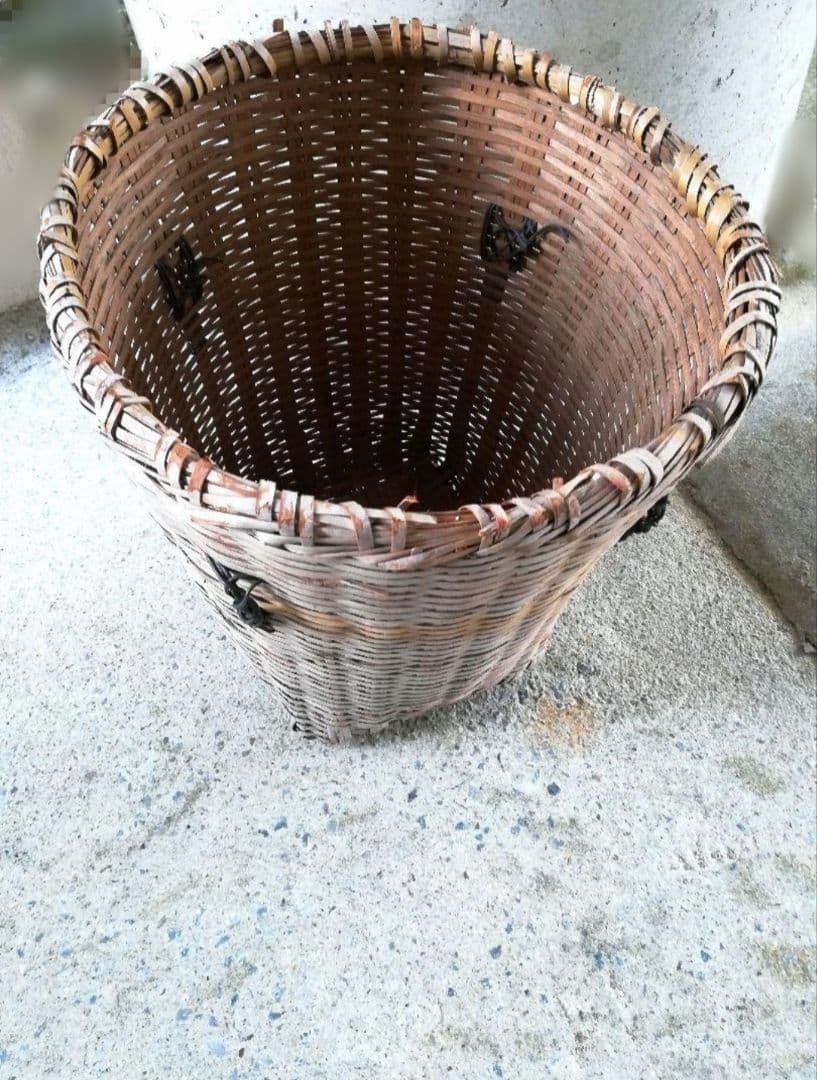 【ヴィンテージ】琉球産竹細工 大きめサイズ 古道具 ウチナーバーキ