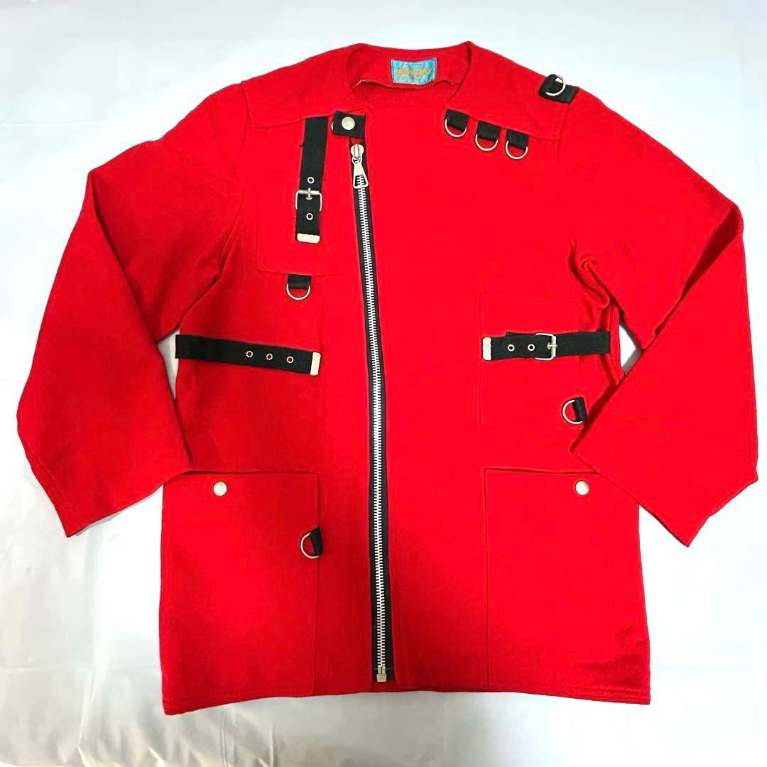 【groupie】クリームソーダ　赤ボンデージジャケット　ジッパー付き
