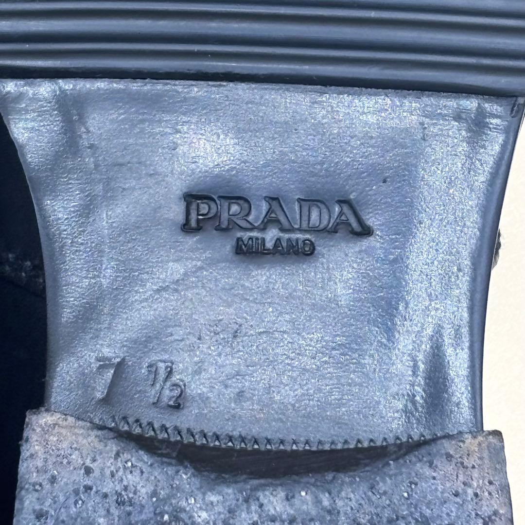 PRADA 黒 ローファー メンズ 7 1/2 レザー