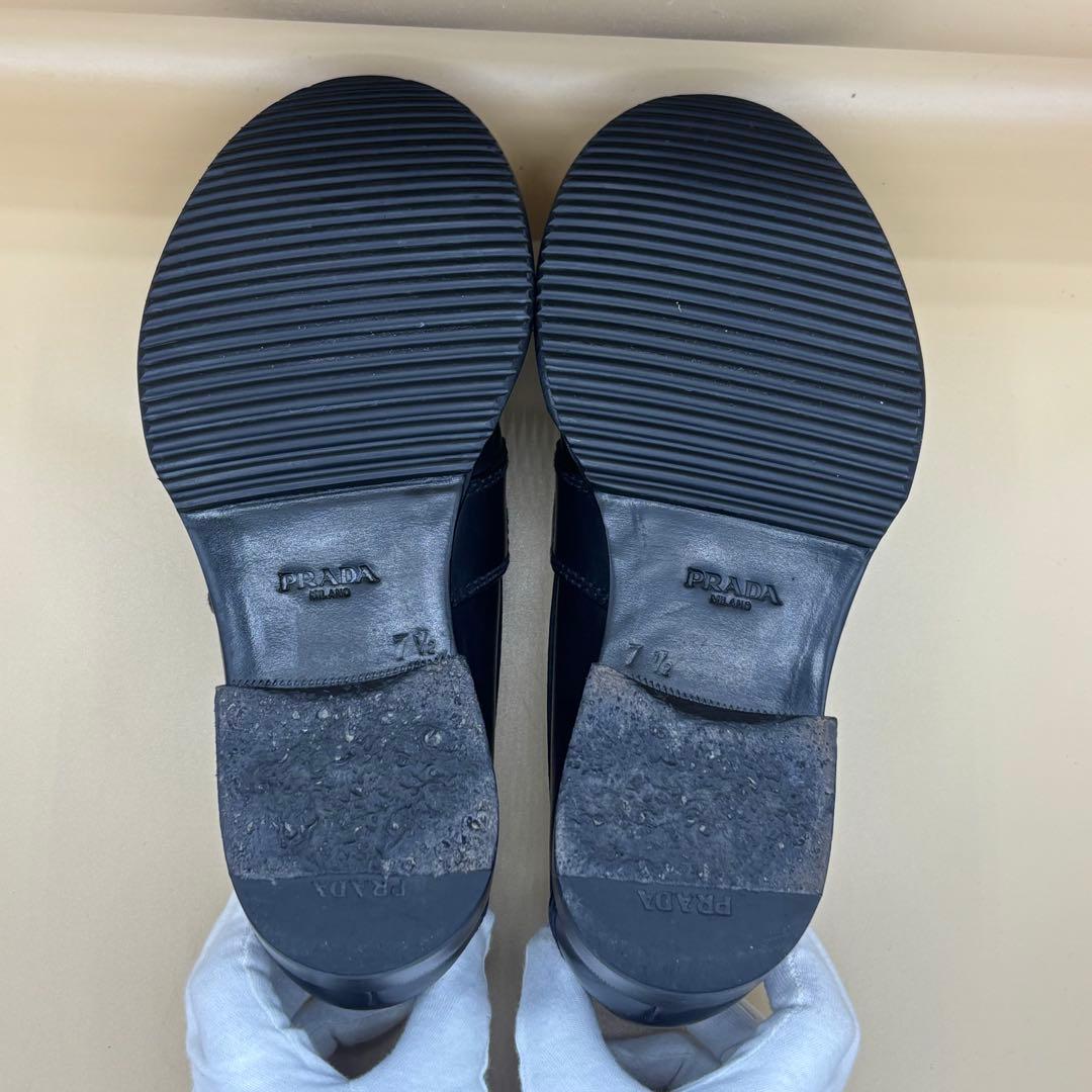 PRADA 黒 ローファー メンズ 7 1/2 レザー