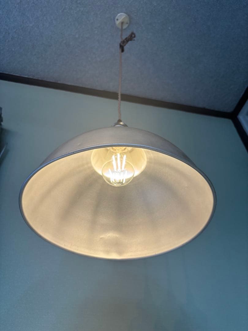 シルバー ドーム型 吊り下げライト LED電球付 インダストリアルアルミシェード