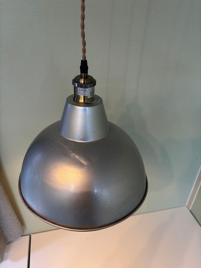 シルバー ドーム型 吊り下げライト LED電球付 インダストリアルアルミシェード