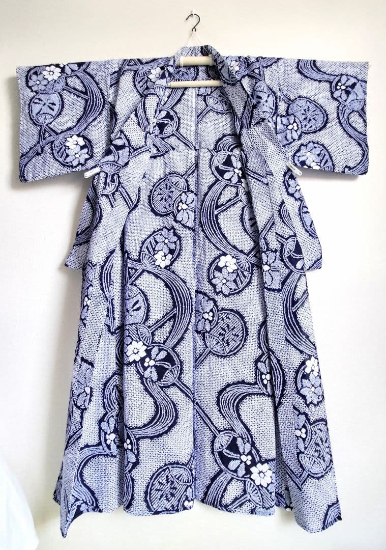 有松絞り浴衣うちわ柄とんぼ柄花柄流水紺色白藍色ゆかた蜻蛉柄総絞りホワイトネイビー