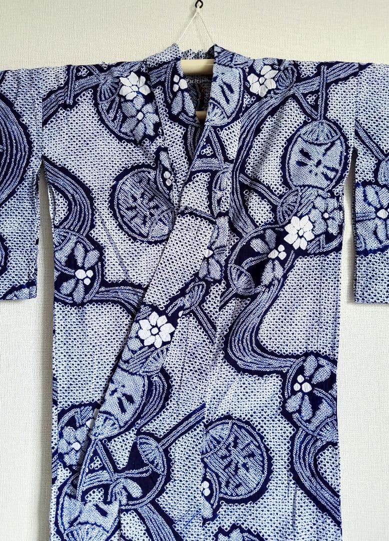 有松絞り浴衣うちわ柄とんぼ柄花柄流水紺色白藍色ゆかた蜻蛉柄総絞りホワイトネイビー
