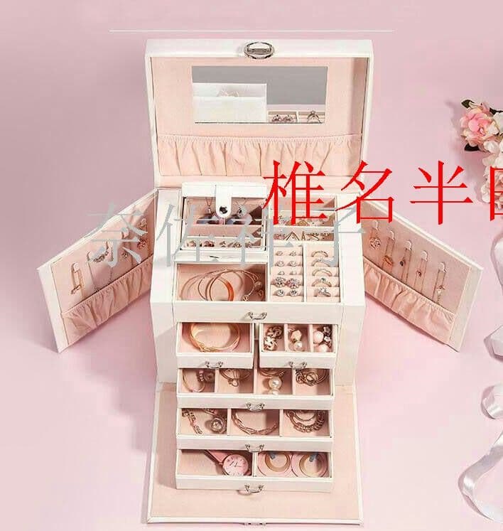 00.ジュエリー収納ボックス アクセサリーケース 宝石箱 ミラー 鏡付き 4D