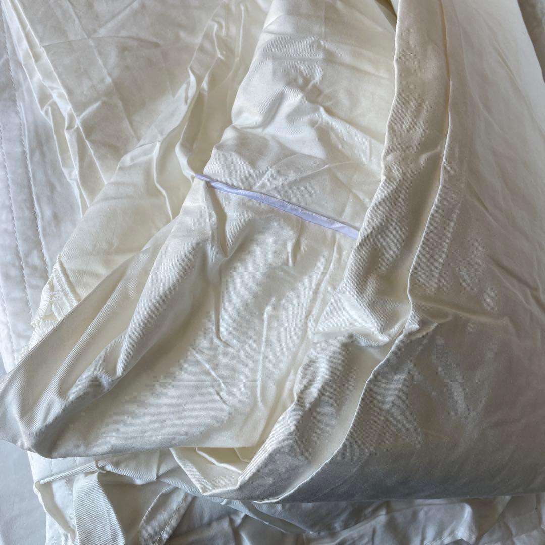 ホワイト コットン フリル付き セミダブルカバーセット