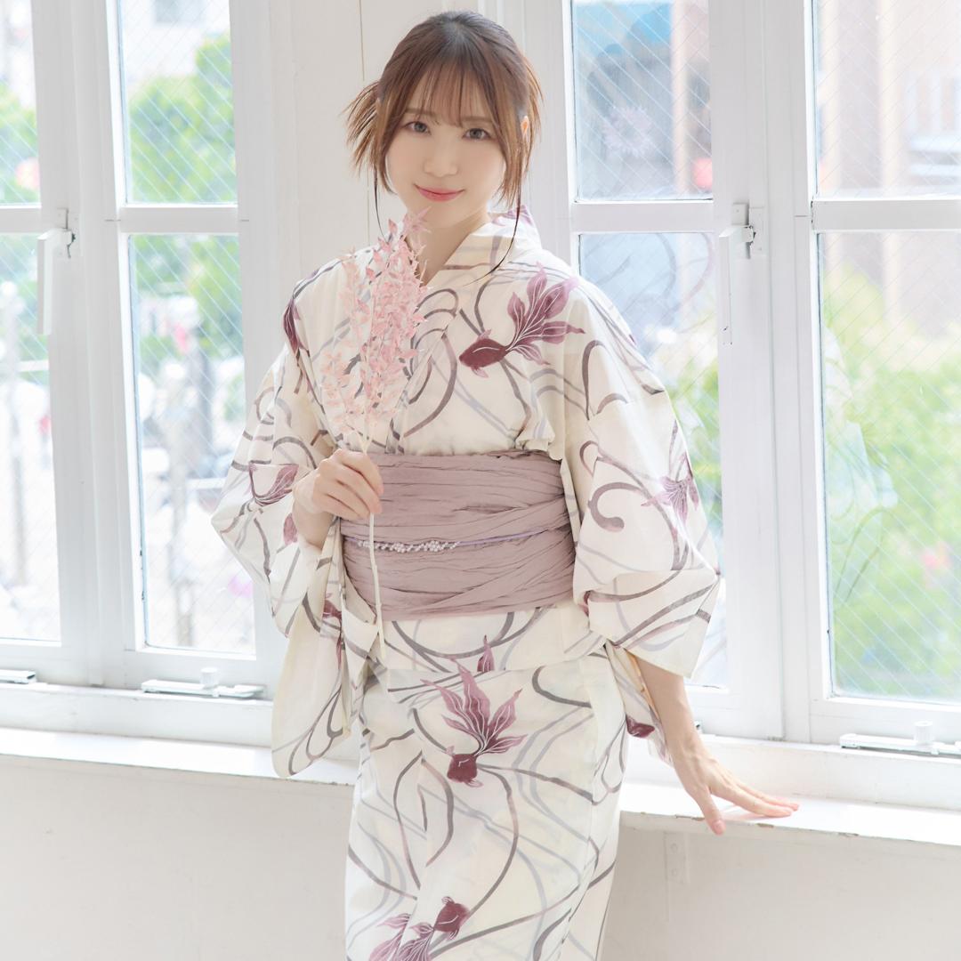 二部式浴衣 セパレート浴衣 3点set 水彩金魚美人 チャコール Y4-36-2