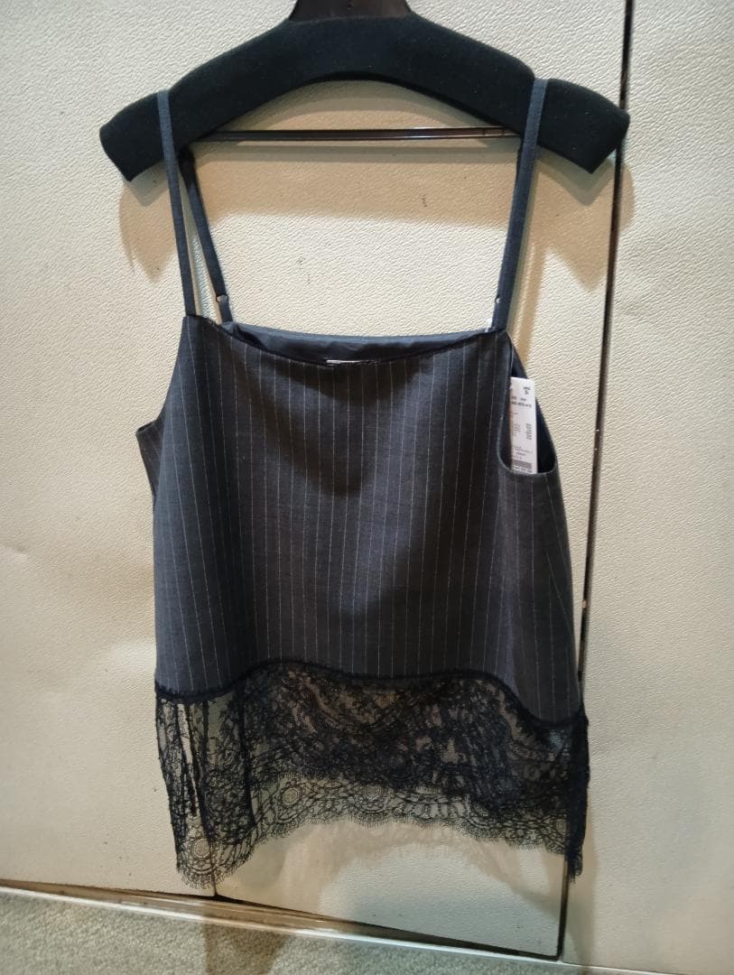 IENA レースヘムキャミソール グレー