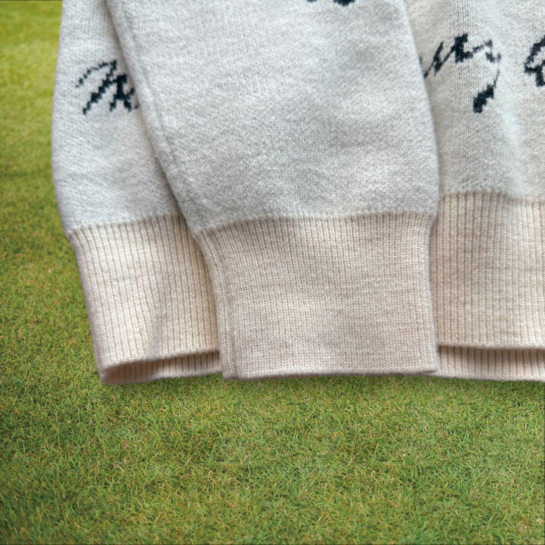 ウール100% マスターバニー　ニット　M〜L相当　総柄　オフホワイト　5