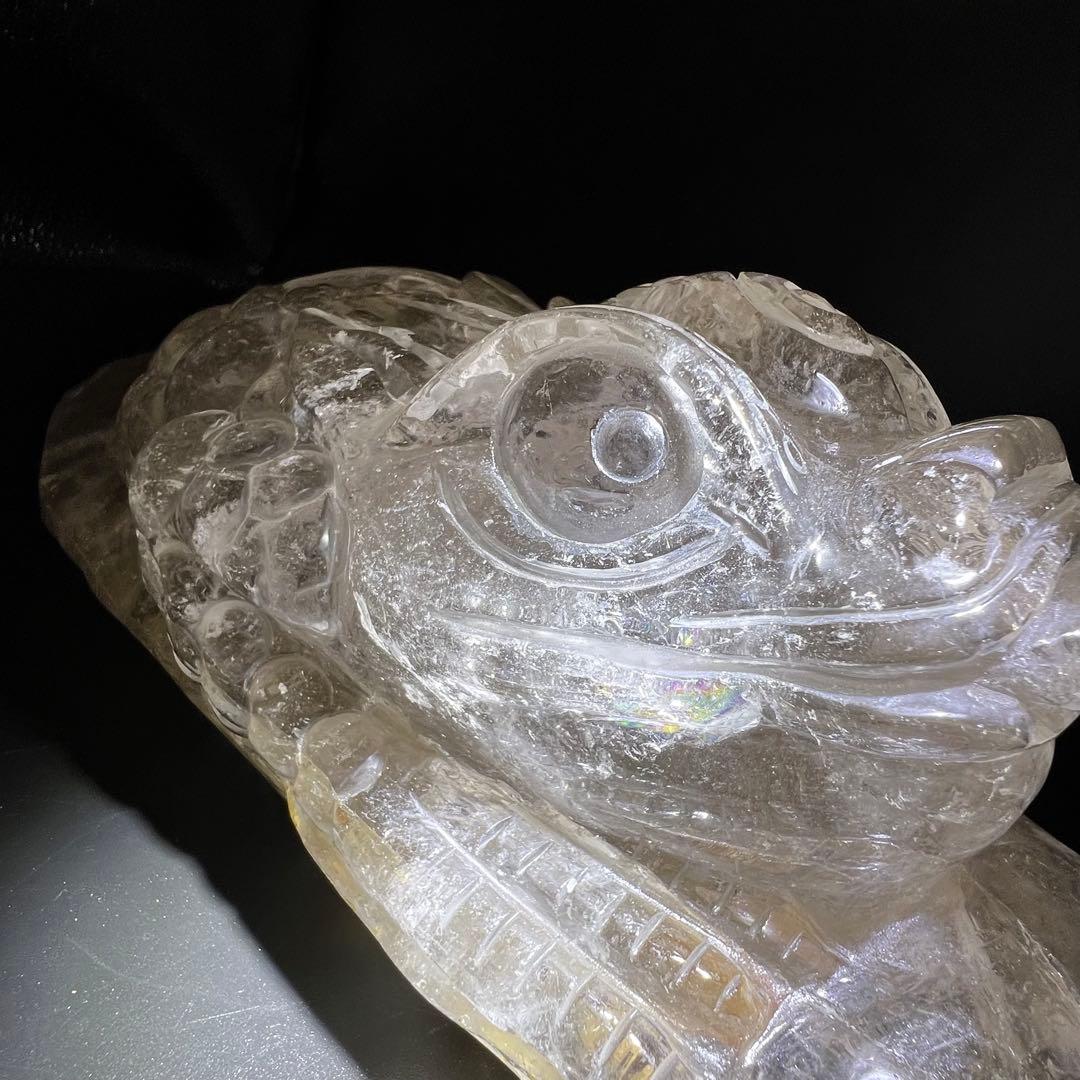 ✨富を招く至高の霊獣✨レインボー ライトニング水晶 三脚蟾蜍 金蟾 天然石 財運