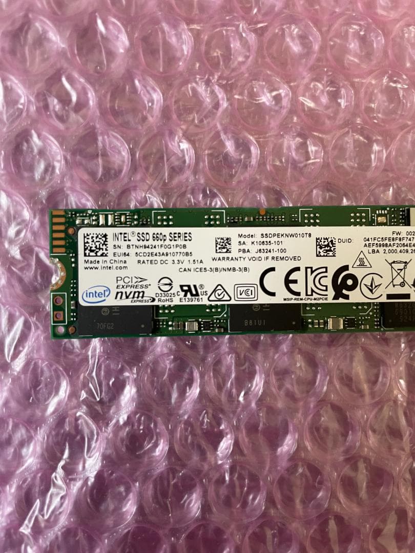 SSD 1TB NVMe Intel 内蔵型 動作保証 1118
