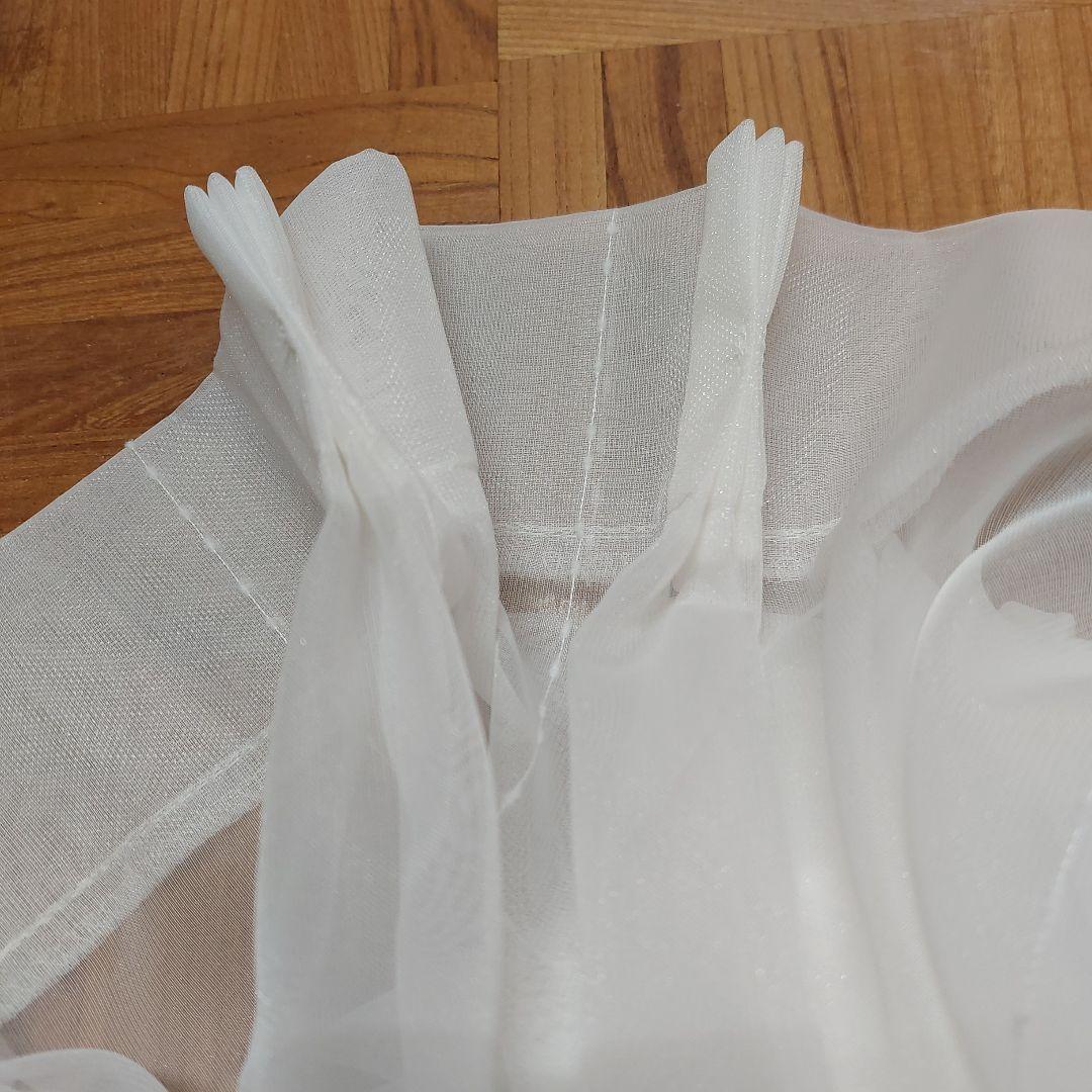 レースカーテン 幅185cm×丈134cm 1枚 ポンポンラインボイルレース