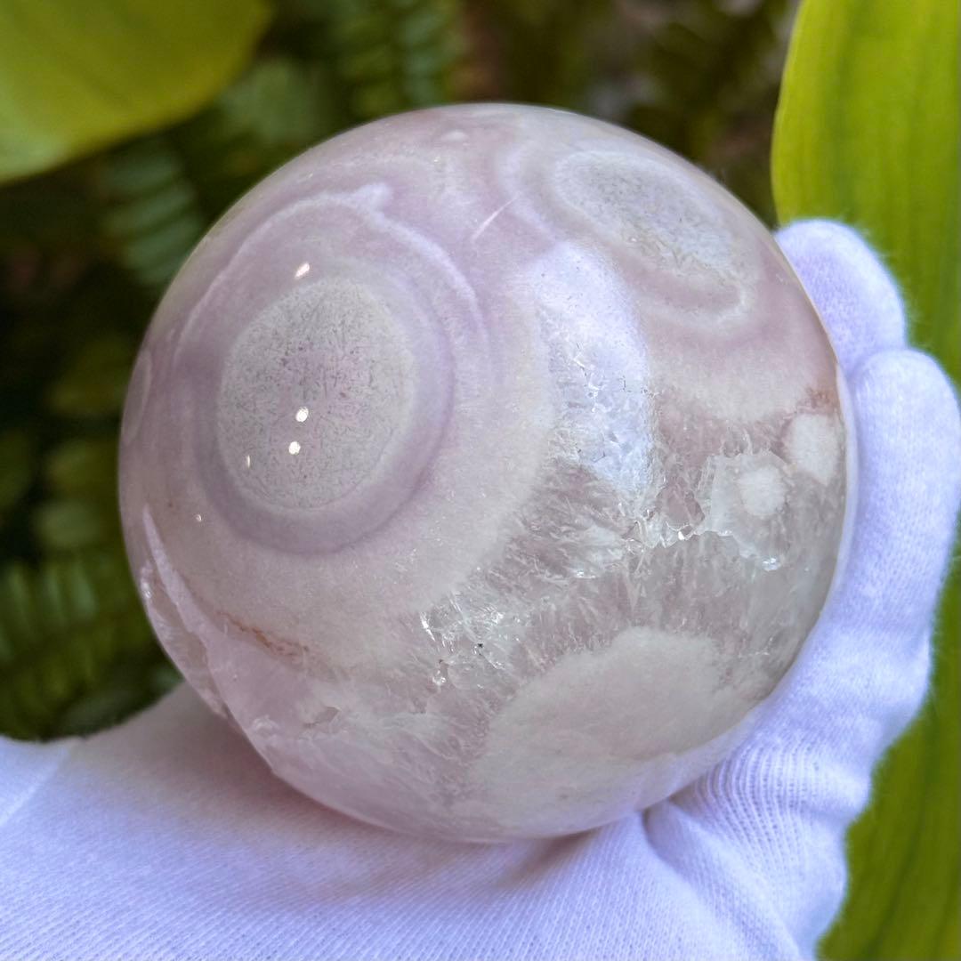 ピンクアメジストフラワーアゲート　スフィア　7cm ブラジル産　天然石