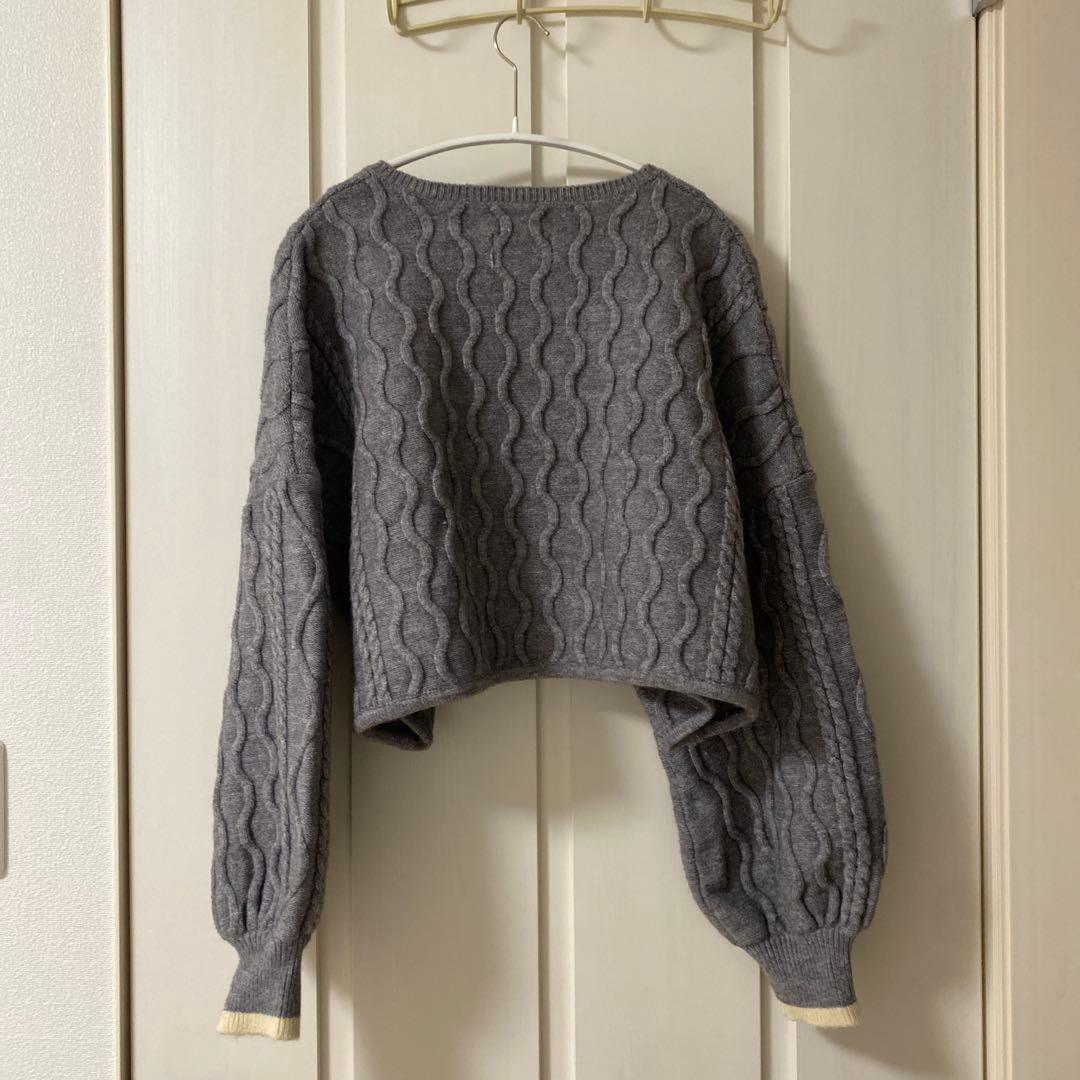 【Eaphi】CABLE KNIT CARDIGAN grey
