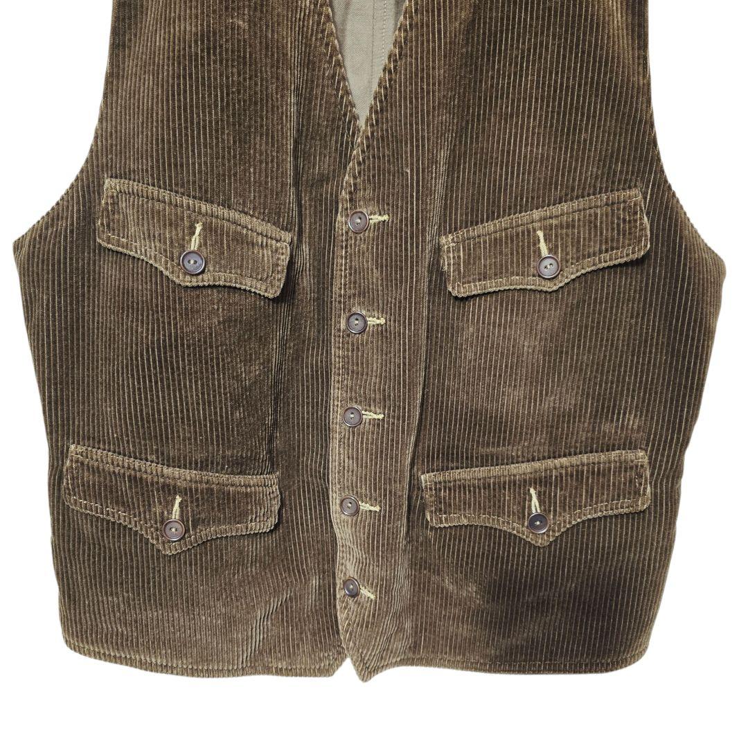 RRL コーデュロイ ワークベスト ブラウン L ヴィンテージ
