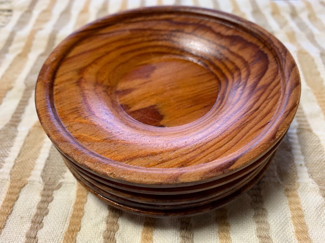 【国産銘木】茶托（５客）