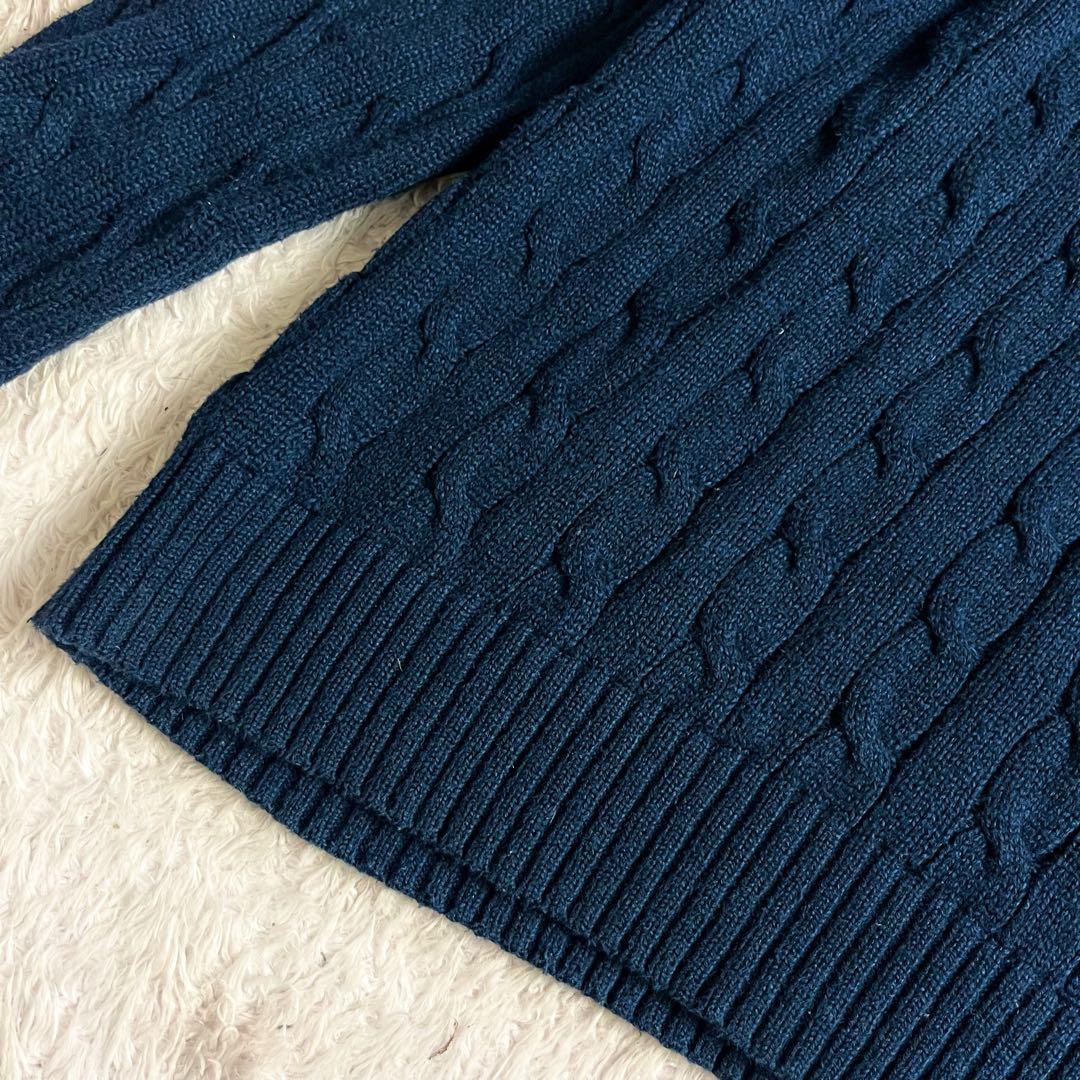 ラルフローレン ケーブルニット 現行 セーター ロゴ刺繍 ネイビー 紺 L
