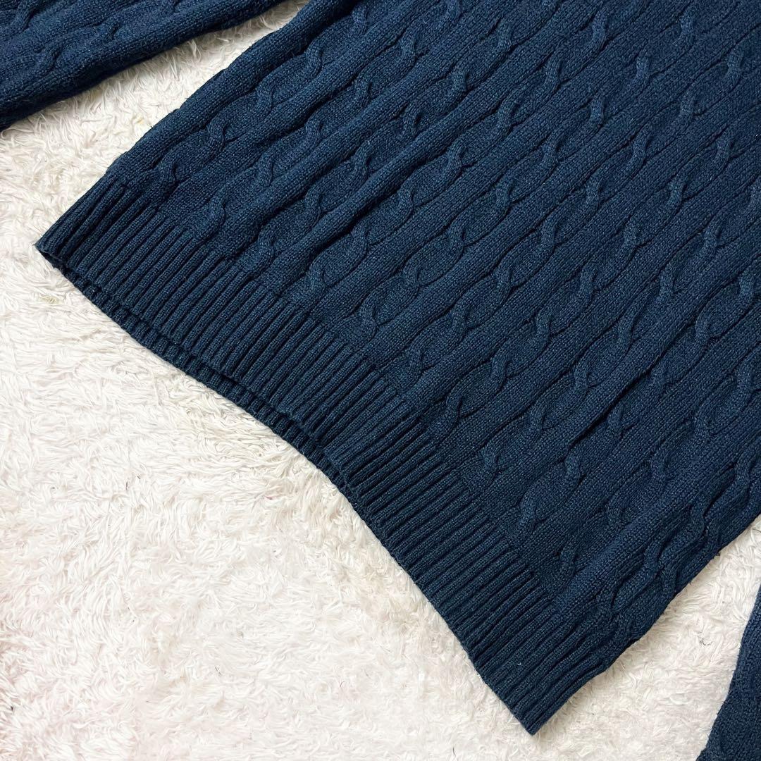 ラルフローレン ケーブルニット 現行 セーター ロゴ刺繍 ネイビー 紺 L