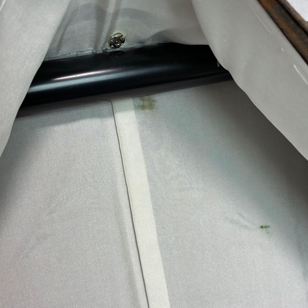 D151 郡上紬　格子柄　チェック　正絹　着物　袷　美品