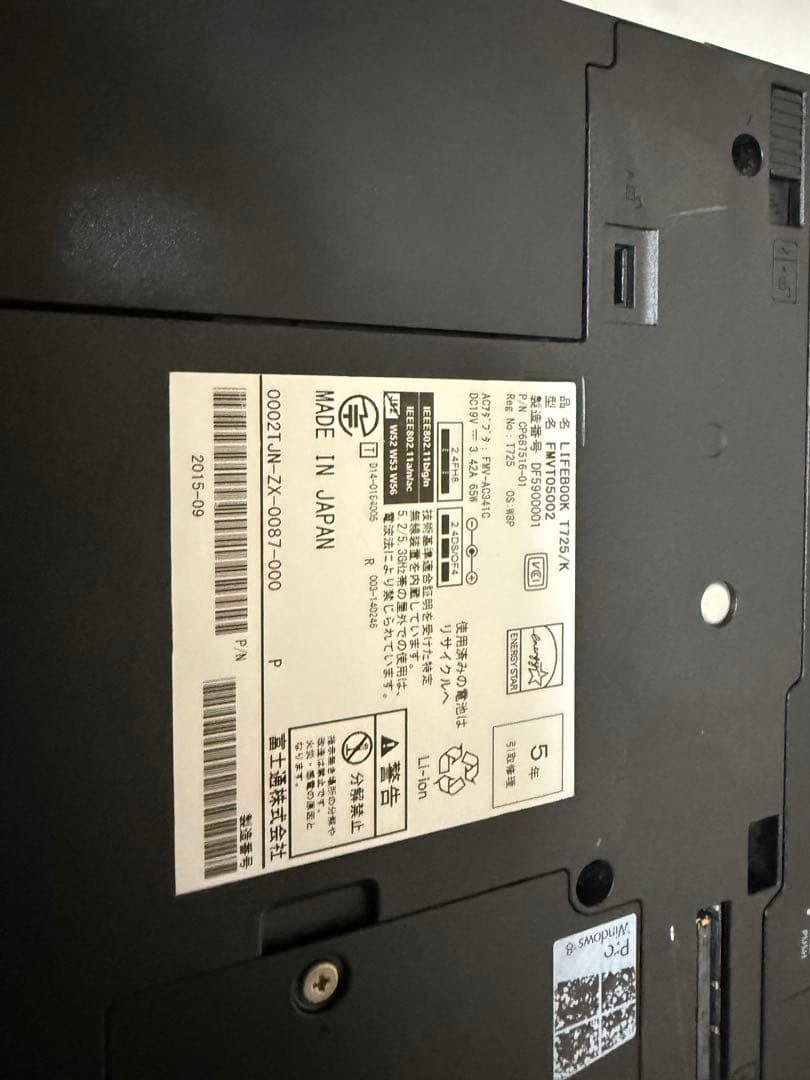 富士通 LIFEBOOK T T725/K FMVT05002 標準モデル