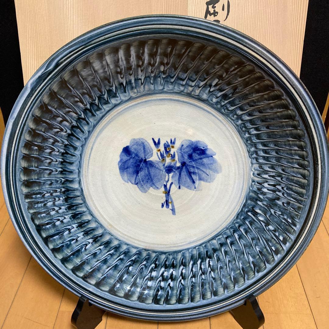 羽島焼 小河原勝康 大皿 幅約40センチ 皿 鉢 飾り皿 共箱