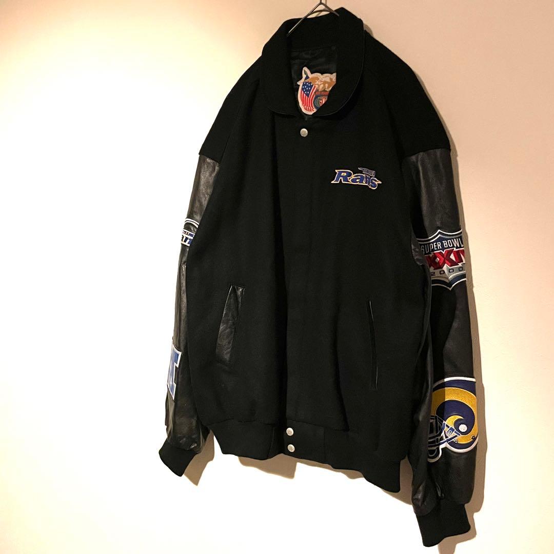 ゲームブルゾン 2XL アメフト 背面ビッグ刺繍 ワッペン アーム切替 ウール