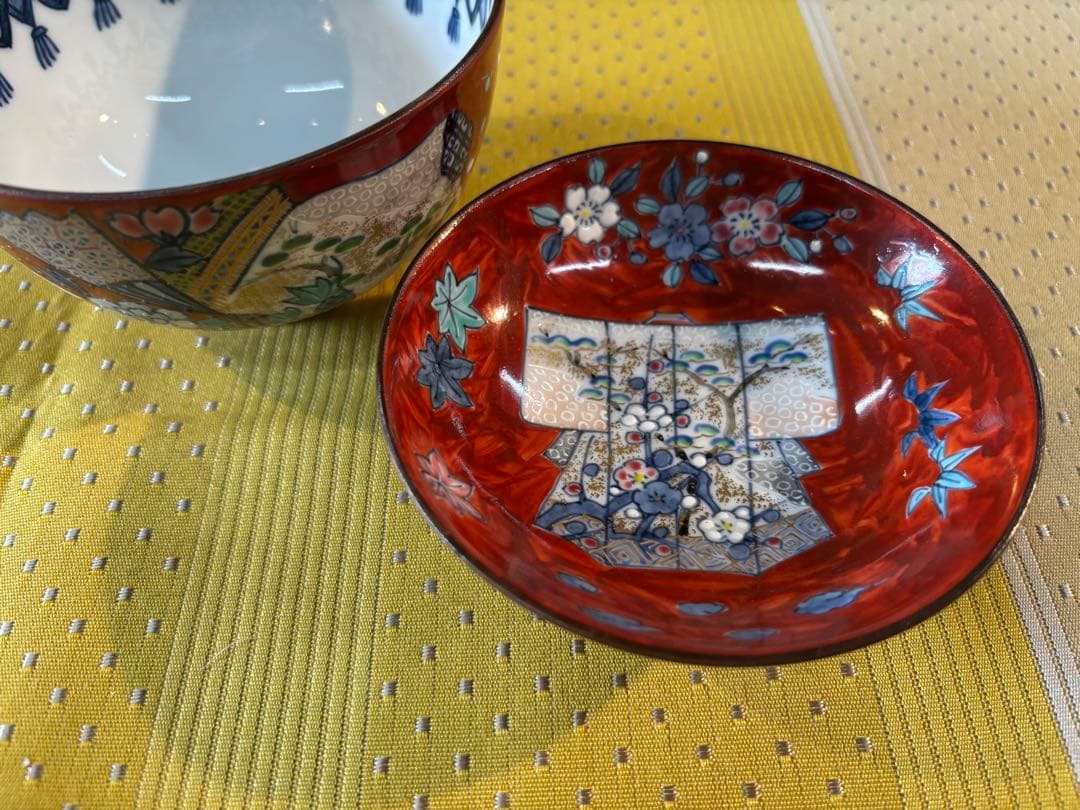 京焼清水焼 平安京泉作 誰が袖蓋付き碗