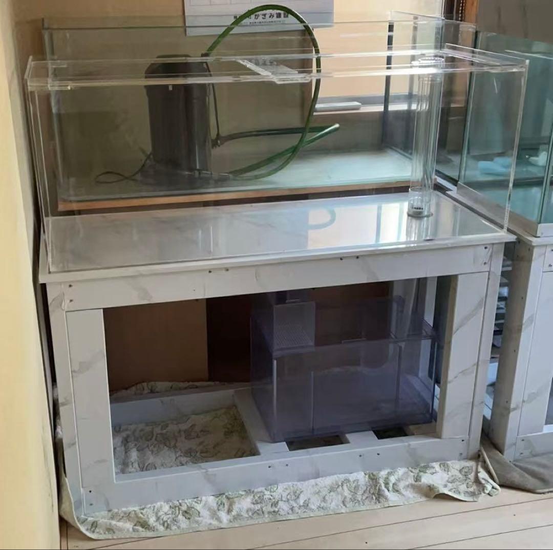 値下げしました‼️引き取り限定⇒120-45-45オーバーフローアクリル水槽 と台