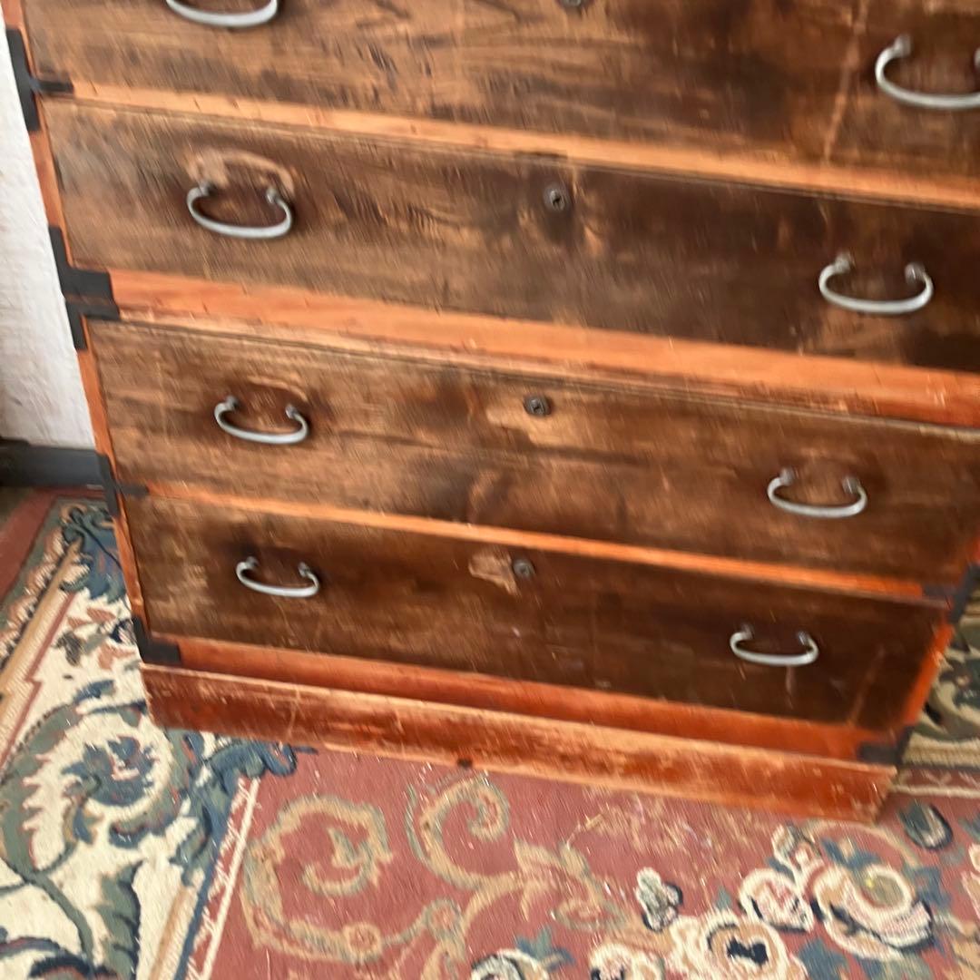 昭和レトロ 古家具 木製箪笥 5段 引き出し箪笥 シャビーな風合い ビンテージ