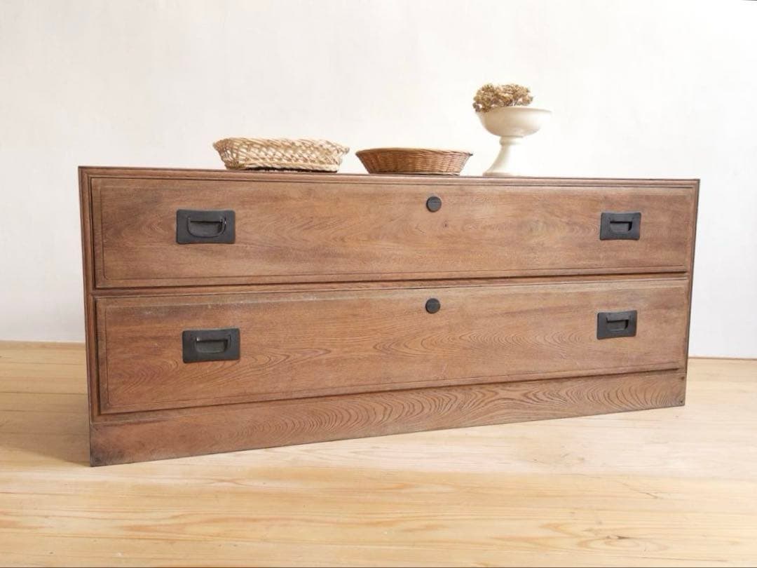 ローボード　引き出し　M060　古道具　古家具　和家具　ビンテージ　アンティーク