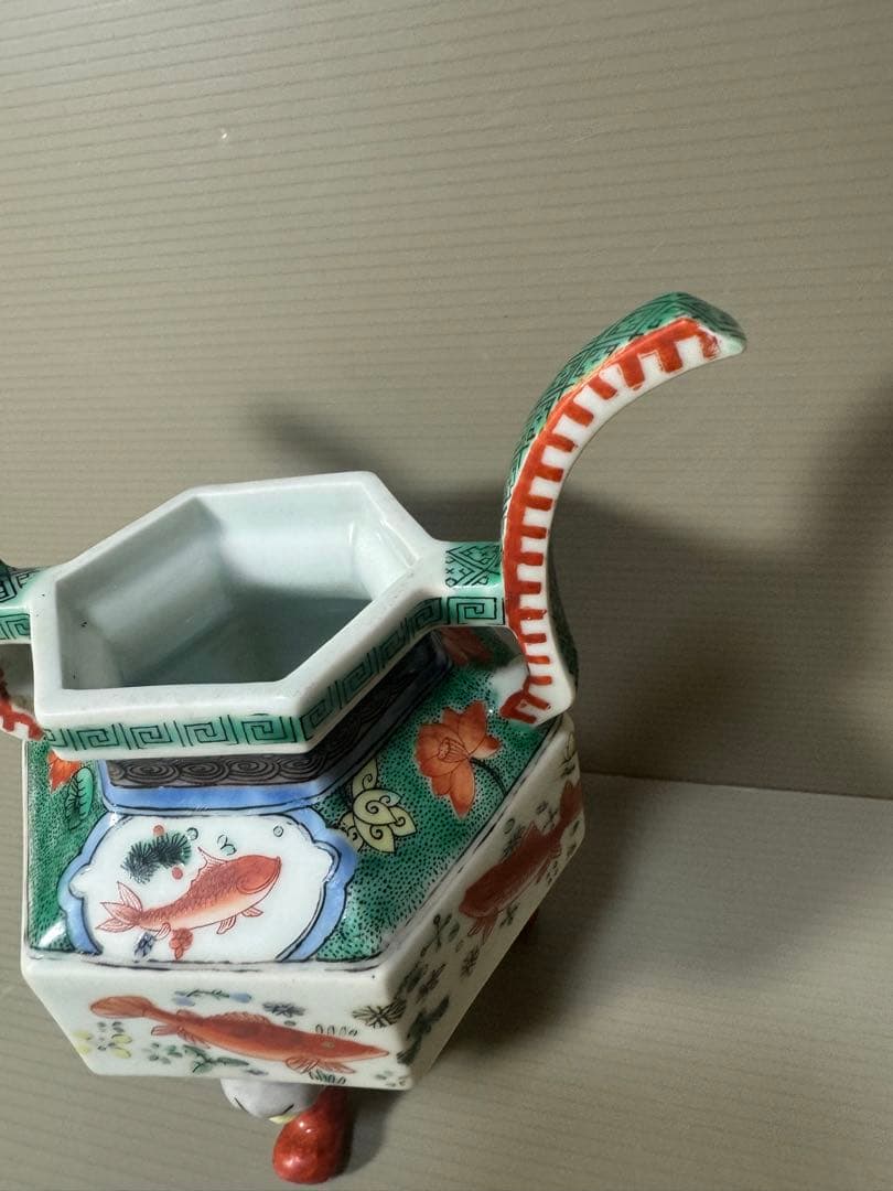 2091 希少　魚文　香炉　時代物