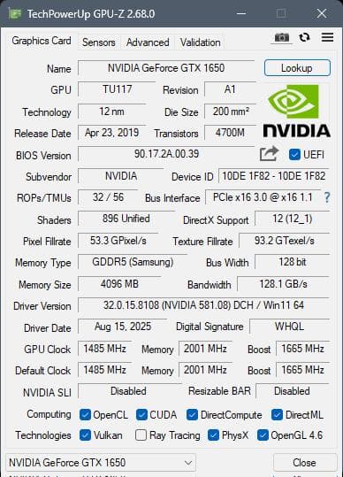 Palit GeForce GTX 1650 StormX 4GB同確済 難あり