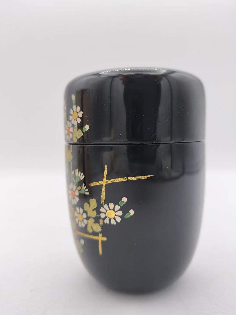 c547【新品・未使用】長棗 菊垣蒔絵 佐々木麗峰 木箱 茶道具