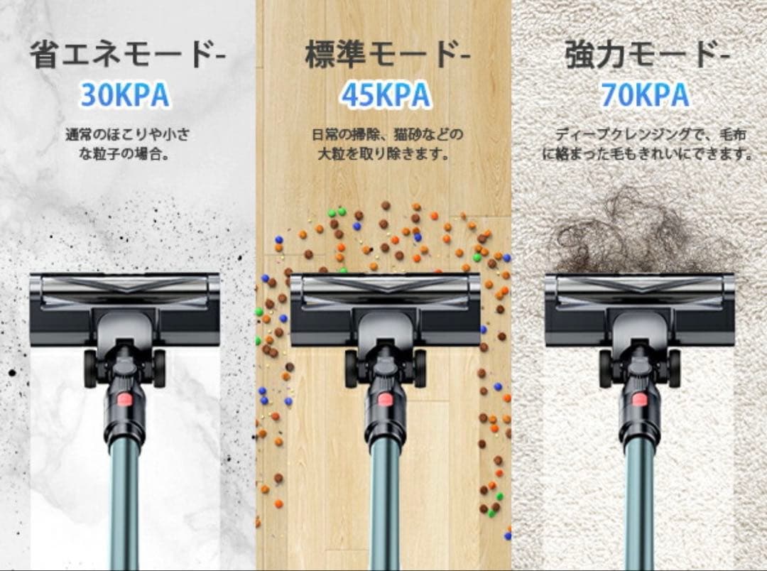 ✨コードレス掃除機 70Kpa超強力 65分連続稼働 サイクロン式 550W