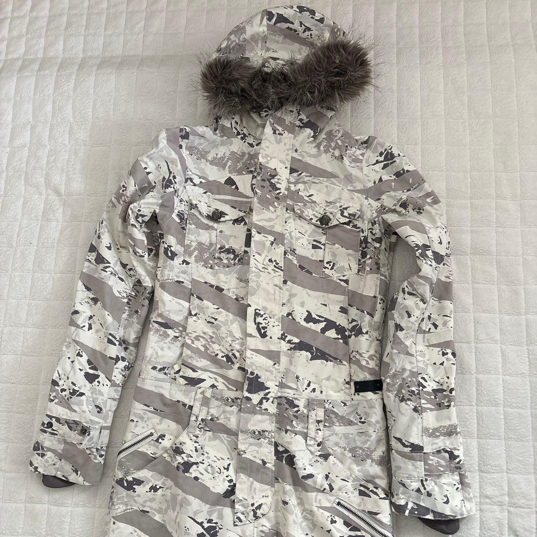 burton ジャンプスーツメンズS スキースノボ迷彩柄グレー