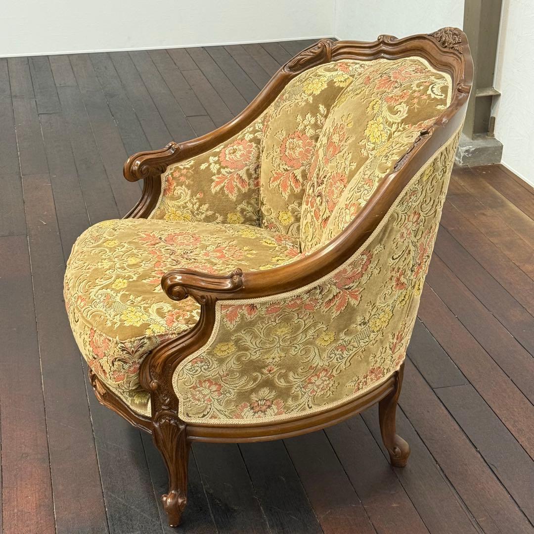 H110K42b イタリア製 金華山張り1人掛けソファ