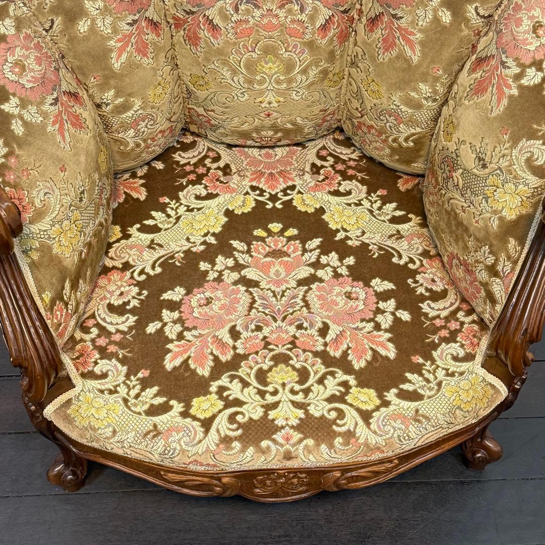 H110K42b イタリア製 金華山張り1人掛けソファ