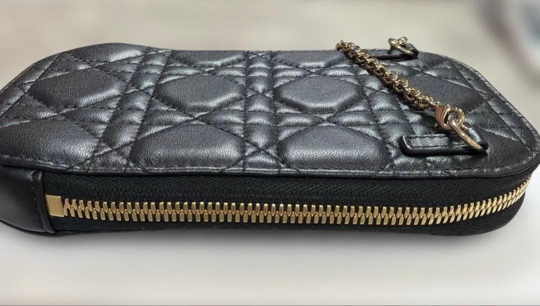 美品　DIOR Dior フォンホルダー ショルダーバッグ ブラック　レザー