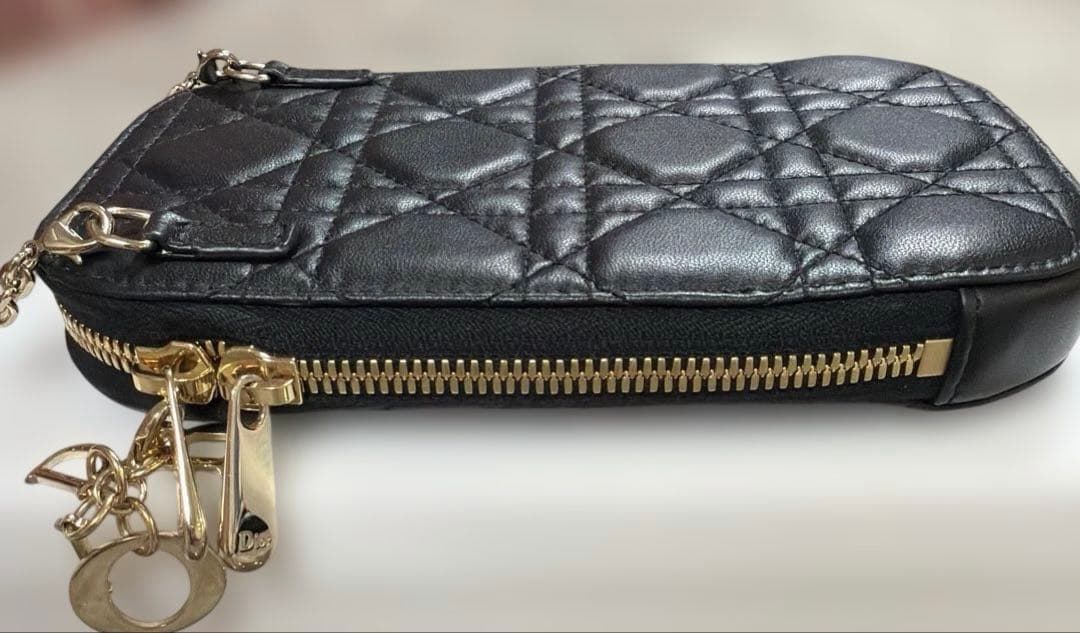 美品　DIOR Dior フォンホルダー ショルダーバッグ ブラック　レザー