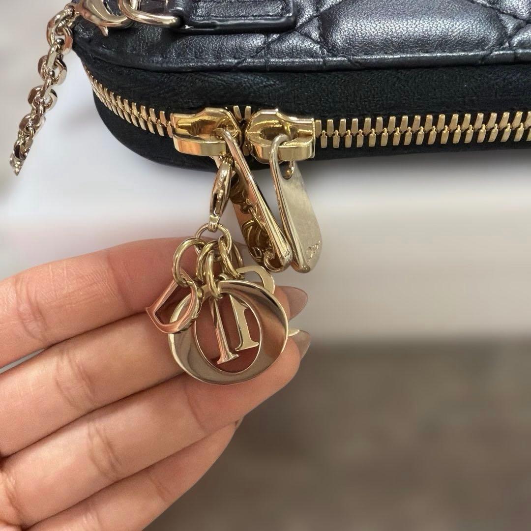 美品　DIOR Dior フォンホルダー ショルダーバッグ ブラック　レザー