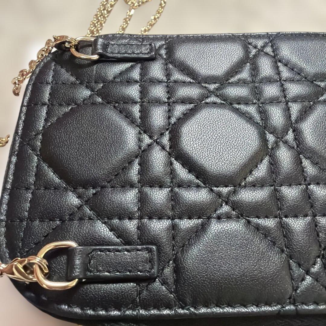 美品　DIOR Dior フォンホルダー ショルダーバッグ ブラック　レザー