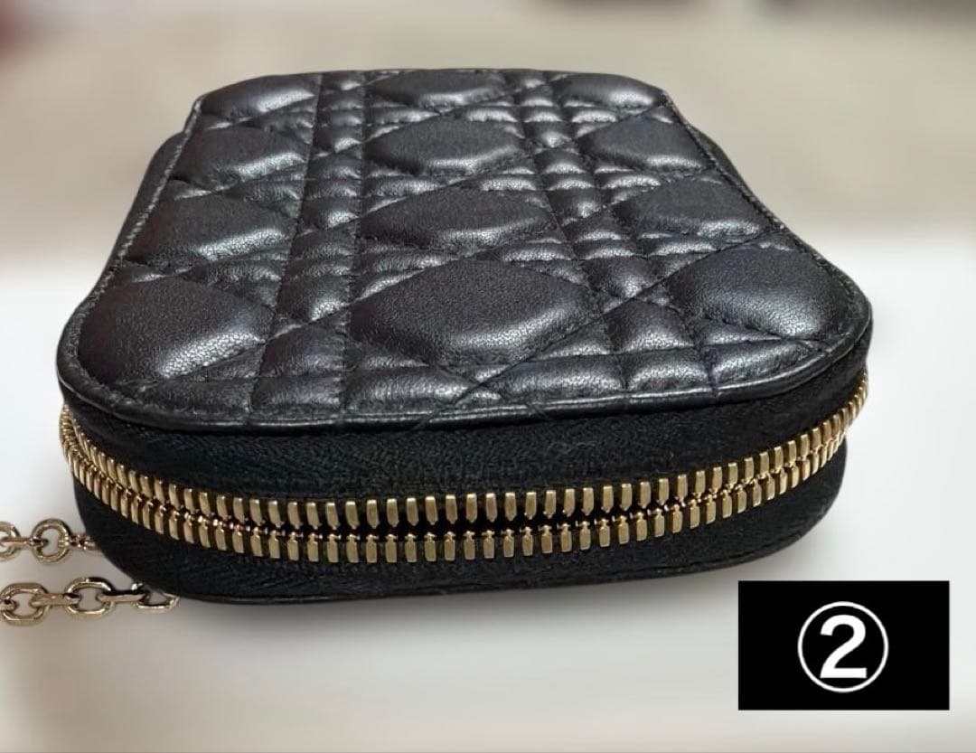 美品　DIOR Dior フォンホルダー ショルダーバッグ ブラック　レザー