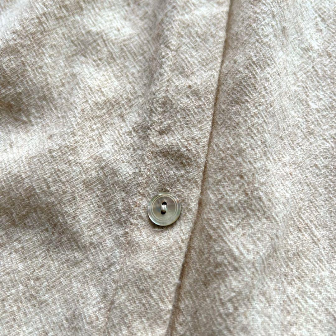 forte_forte ウール ノーカラーブラウス ベージュ ベロア ゴールド