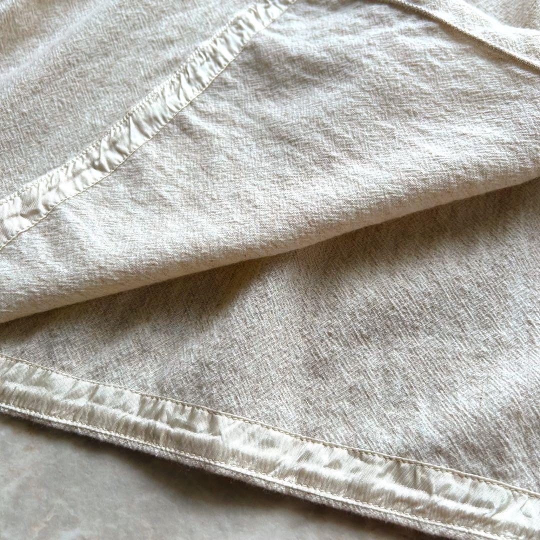 forte_forte ウール ノーカラーブラウス ベージュ ベロア ゴールド