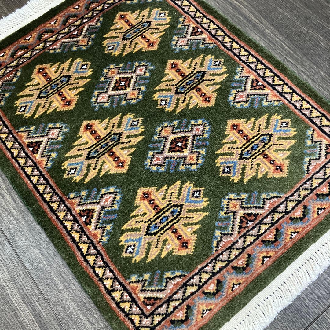 63x48cmパキスタン手織り絨毯玄関マットsaleアウトレット